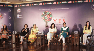 The Social Entrepreneurship Panel featuring (from left to right) Muniba Khurrum,Zeba Husain, Anusheh Navash, Humaira Bachal, Rakhshinda Parveen and Maimoona Sattar.