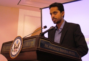 CCIP Alumnus Ali Channa speaking at the Pakistan U.S. Alumni Network Islamabad Chapter Reunion