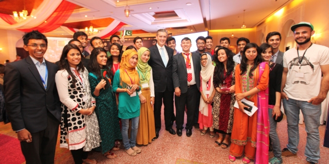 U.S. Ambassador Richard Olson with YES alumni from Pakistan, Afghanistan, Bangladesh and India.