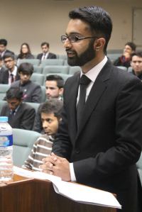 SUSI Alumnus Daniyal Hassan arguing during the competition