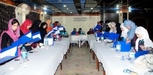 Participants of Emerge Pakistan taking oath of office of Young Women Leaders Parliament