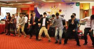 Chief Guest U.S Consulate Peshawar Public Affairs Officer Raymond Stephens doing the Cha Cha Slide with YES Alumni