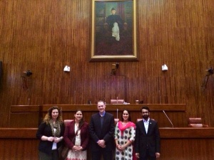 (From Left to Right) Rebecca Howland, Ariel Geist, Tom Fricke, Neha Deshpande with Pakistani SUSI Alumnus Daniyal Hassan at the Senate Hall